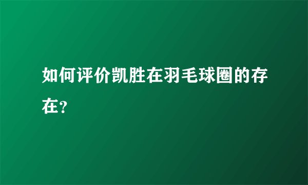 如何评价凯胜在羽毛球圈的存在？