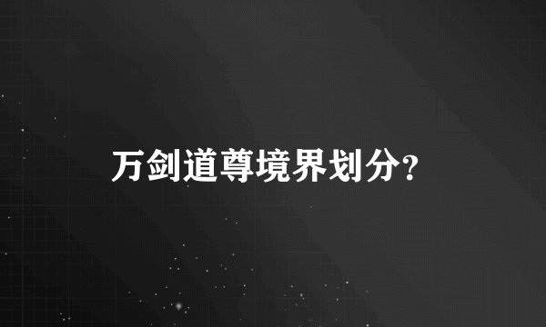 万剑道尊境界划分？