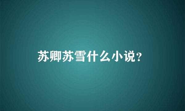 苏卿苏雪什么小说？