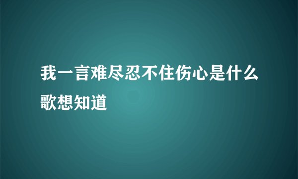 我一言难尽忍不住伤心是什么歌想知道