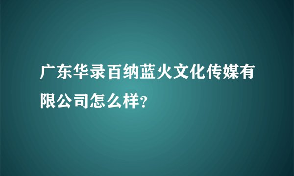 广东华录百纳蓝火文化传媒有限公司怎么样?