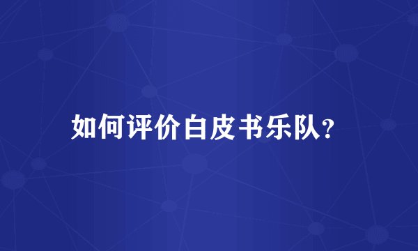 如何评价白皮书乐队？