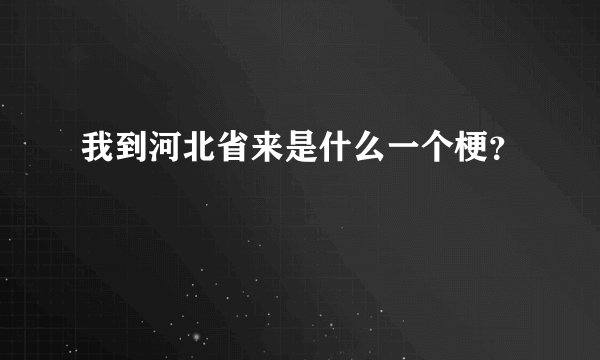我到河北省来是什么一个梗？