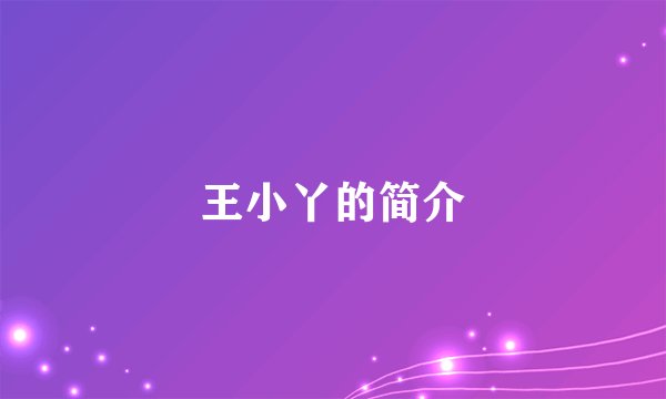 王小丫的简介
