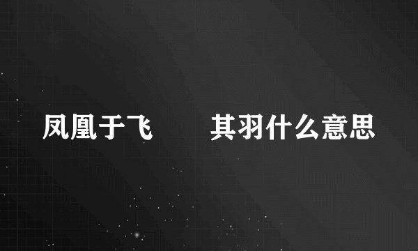 凤凰于飞翙翙其羽什么意思