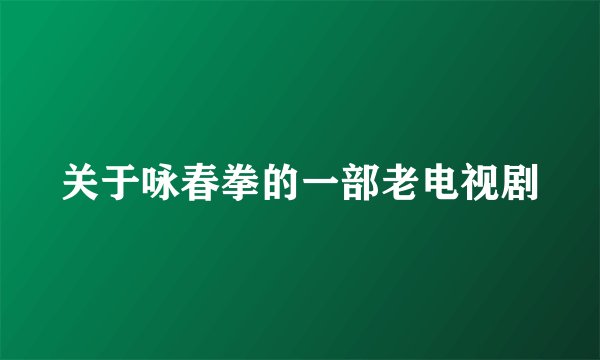 关于咏春拳的一部老电视剧