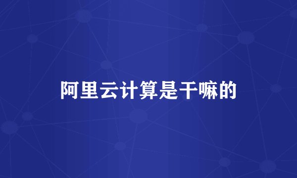 阿里云计算是干嘛的