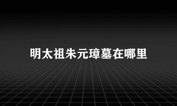 明太祖朱元璋墓在哪里