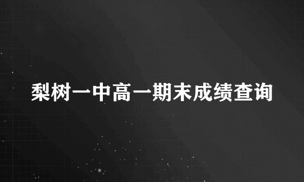 梨树一中高一期末成绩查询