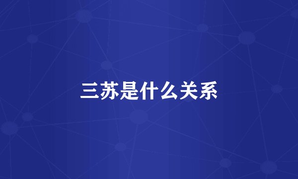 三苏是什么关系