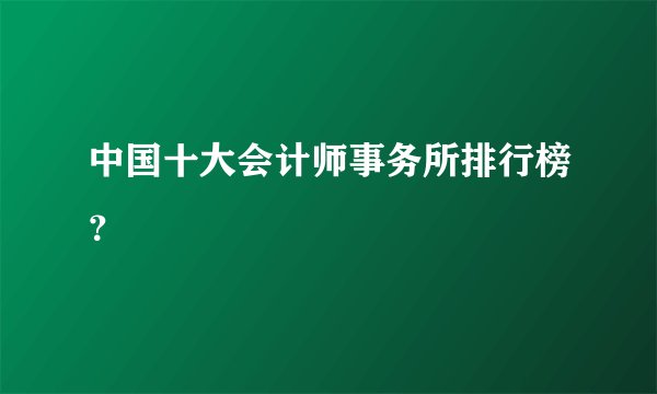 中国十大会计师事务所排行榜?