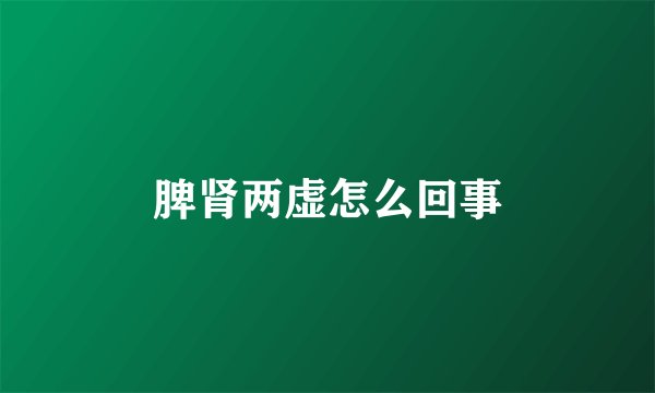 脾肾两虚怎么回事