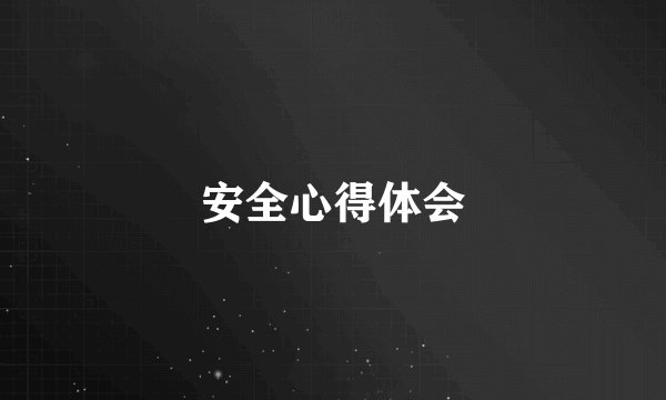 安全心得体会