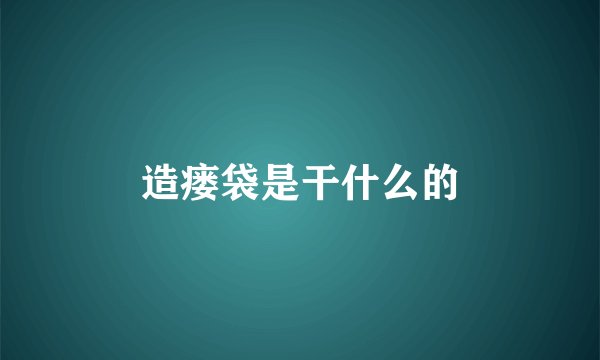 造瘘袋是干什么的