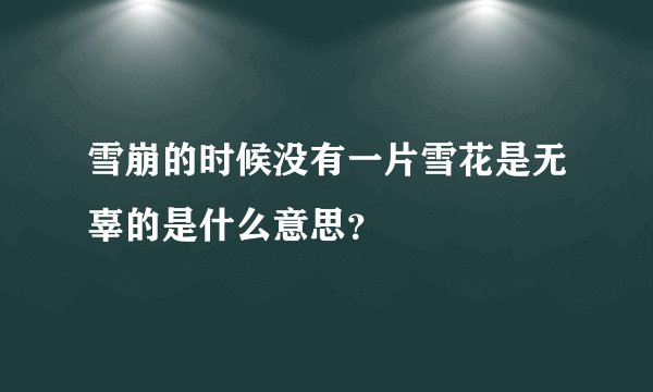 雪崩的时候没有一片雪花是无辜的是什么意思？