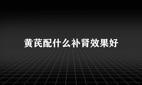 黄芪配什么补肾效果好