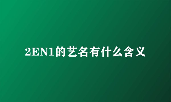 2EN1的艺名有什么含义