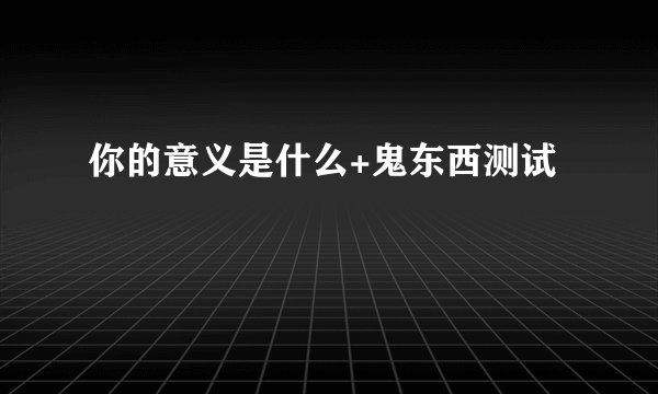 你的意义是什么+鬼东西测试