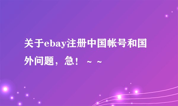 关于ebay注册中国帐号和国外问题，急！～～