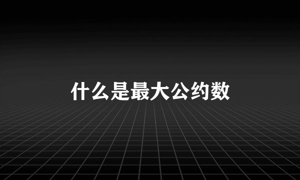 什么是最大公约数