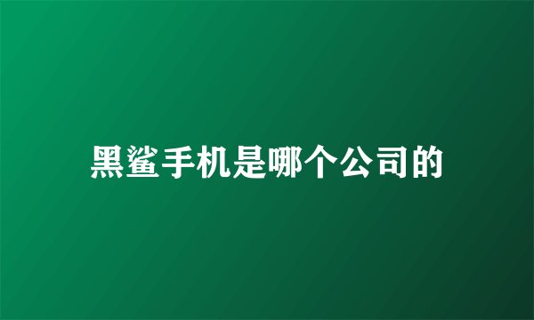 黑鲨手机是哪个公司的