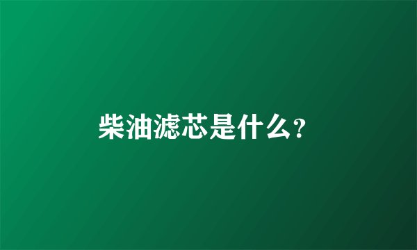柴油滤芯是什么?