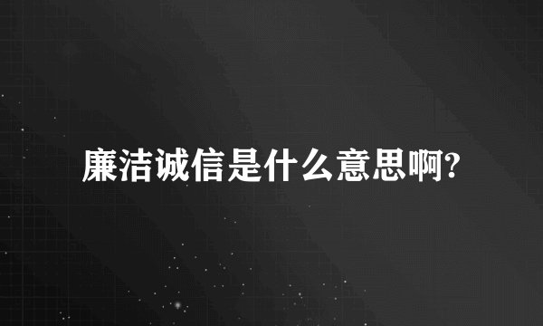 廉洁诚信是什么意思啊?