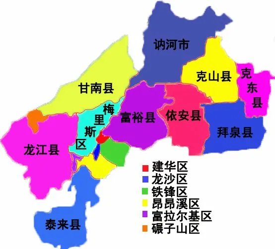 富拉尔基区的行政区划