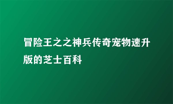 冒险王之之神兵传奇宠物速升版的芝士百科