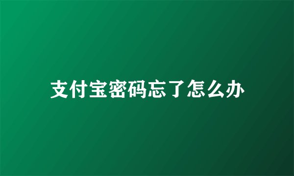 支付宝密码忘了怎么办