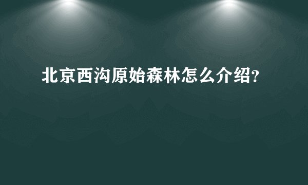 北京西沟原始森林怎么介绍？
