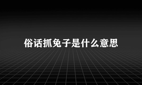 俗话抓兔子是什么意思