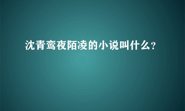 沈青鸾夜陌凌的小说叫什么？