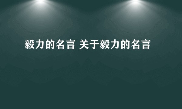 毅力的名言 关于毅力的名言