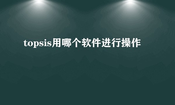 topsis用哪个软件进行操作