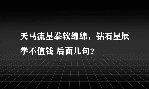 天马流星拳软绵绵，钻石星辰拳不值钱 后面几句？