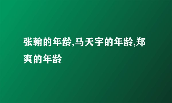 张翰的年龄,马天宇的年龄,郑爽的年龄