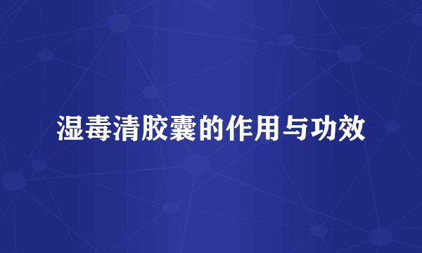 湿毒清胶囊的作用与功效