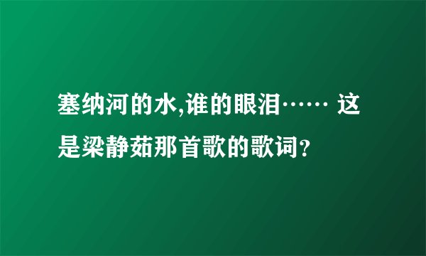 塞纳河的水,谁的眼泪…… 这是梁静茹那首歌的歌词?