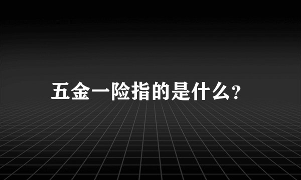 五金一险指的是什么？
