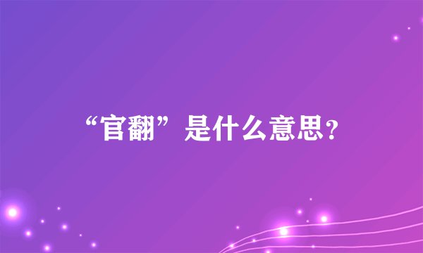 “官翻”是什么意思?
