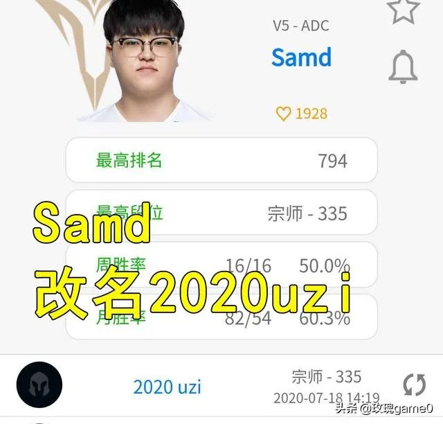V5队员集体“针对”新人AD，Samd韩服改名欲成为“2020Uzi”，怎么评价？