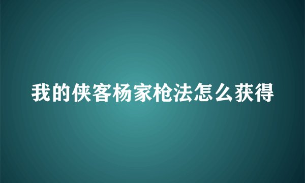 我的侠客杨家枪法怎么获得