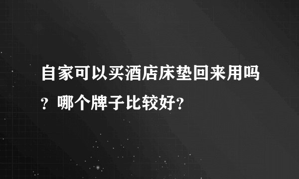 自家可以买酒店床垫回来用吗？哪个牌子比较好？