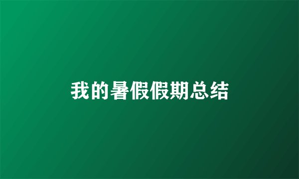 我的暑假假期总结