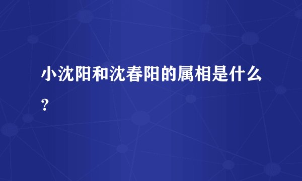 小沈阳和沈春阳的属相是什么？