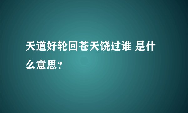 天道好轮回苍天饶过谁 是什么意思？