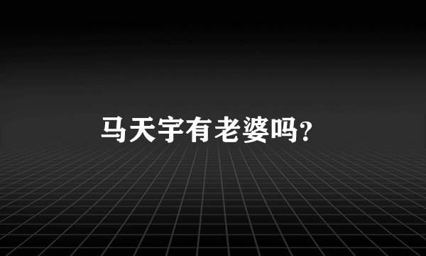 马天宇有老婆吗？