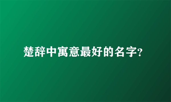 楚辞中寓意最好的名字？