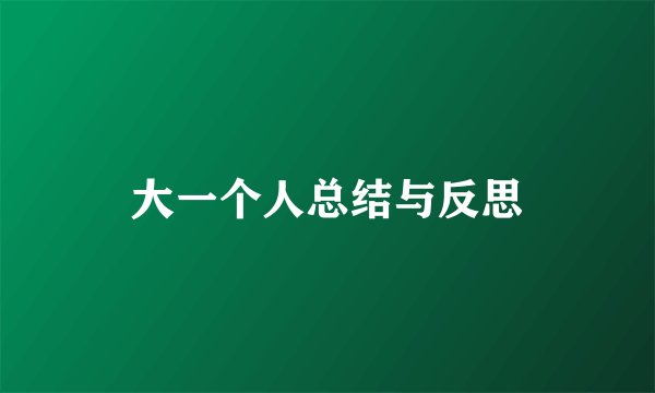 大一个人总结与反思